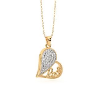 Slanted Heart Diamond Pendant